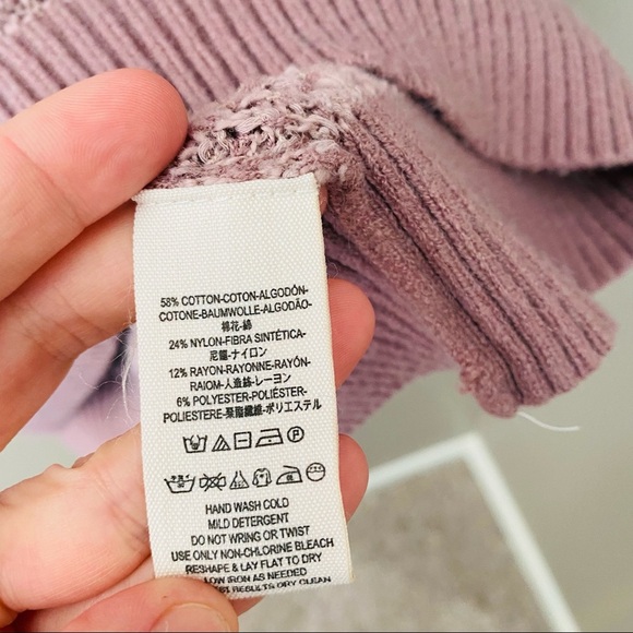 Free People Pullover Knit Cowl Sweater Purple Sz Medium - Picture 5 of 8